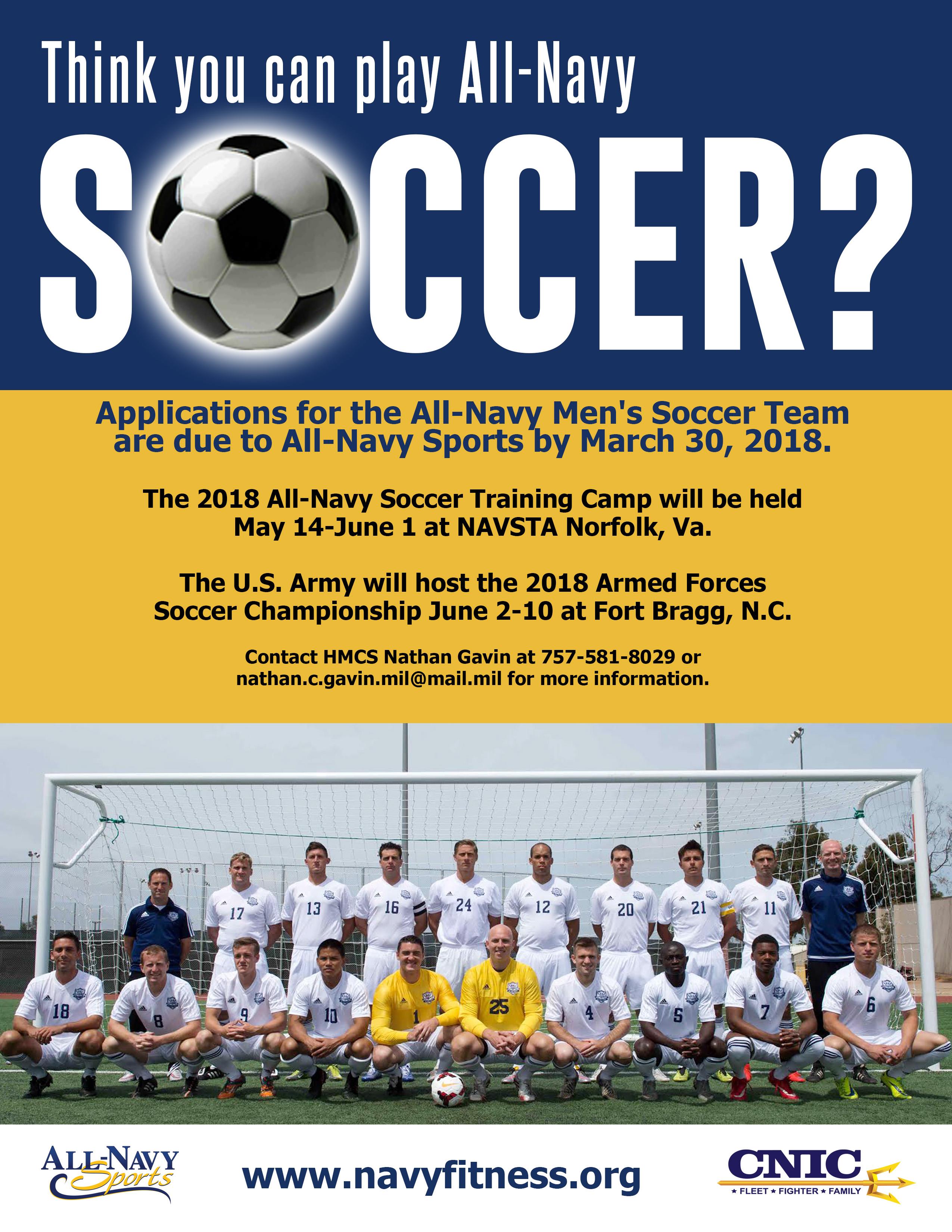 AllNavy Men's Soccer Team Info Here